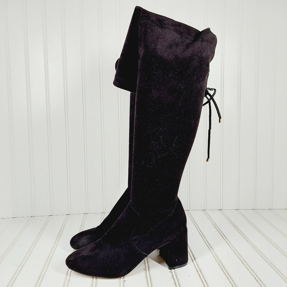 Steve Madden Osana Black Over-The-Knee Block Heel Faux Suede Boots K832 - Picture 1 of 12